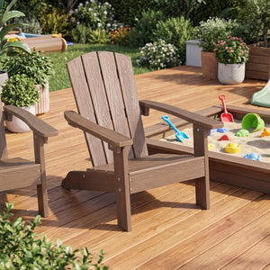 Kids Sandbox with Cover and Seats with 2 Kids Adirondack Chairs view 3