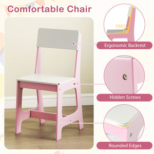 Kids Study Desk and Chair Set Student Table and Chair-White + Pink view 9