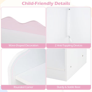 Kids Toy Storage Organizer Children Dress up Closet Wardrobe with Clothing Rack-Pink view 6