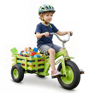 Kids Tricycle with 15 Inch Inflatable Rubber Tires -Green view 3