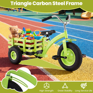 Kids Tricycle with 15 Inch Inflatable Rubber Tires -Green view 5