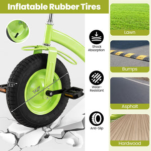 Kids Tricycle with 15 Inch Inflatable Rubber Tires -Green view 6