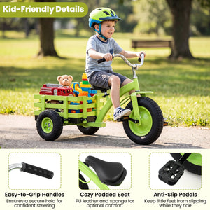 Kids Tricycle with 15 Inch Inflatable Rubber Tires -Green view 9