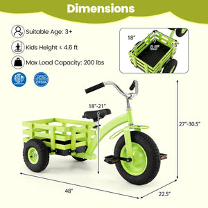 Kids Tricycle with 15 Inch Inflatable Rubber Tires -Green view 4