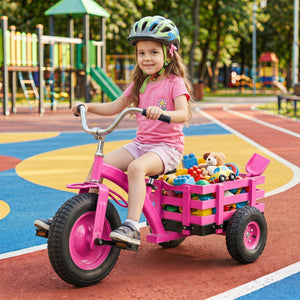 Kids Tricycle with 15 Inch Inflatable Rubber Tires -Pink view 2