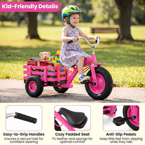 Kids Tricycle with 15 Inch Inflatable Rubber Tires -Pink view 9