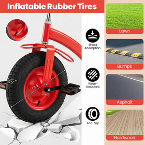 Kids Tricycle with 15 Inch Inflatable Rubber Tires-Red view 6
