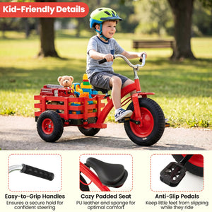 Kids Tricycle with 15 Inch Inflatable Rubber Tires-Red view 9