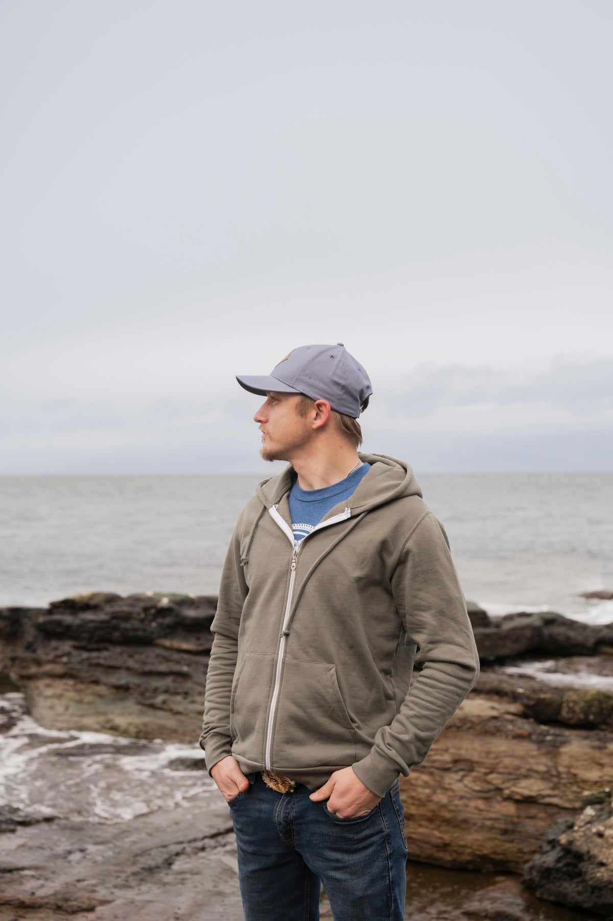 Zip Up Organic Cotton Hoodie- Blank Apparel  - Sage