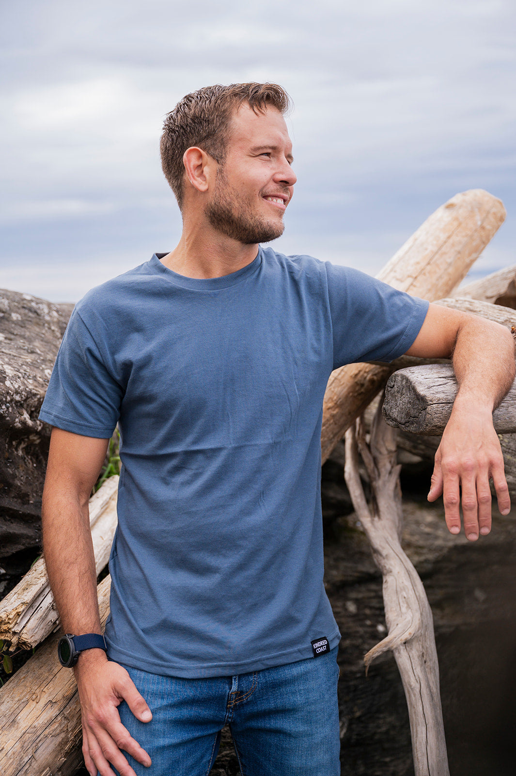 Unisex 100% Organic Cotton tee- Blank Apparel -Slate Blue