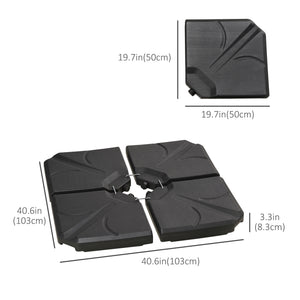 4 Piece Umbrella Base Stand Cantilever Offset Patio Umbrella Weight Plates w/ U Locking, 123 lb Capacity Water or 158 lb Capacity Sand, Black