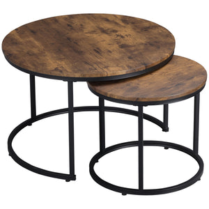 Nesting Tables, 29" Round Coffee Table Set of 2, Modern Side Tables for Living Room with Metal Base
