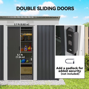 6' x 4' Outdoor Storage Shed, Metal Garden Tool Storage House Organizer with Lockable Sliding Doors and – view 25
