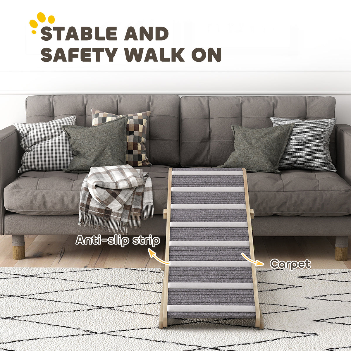 Dog Ramp for Couch, Foldable Pet Ramp for Small to Large Dog, 4 Adjustable Height from 14" to 20"