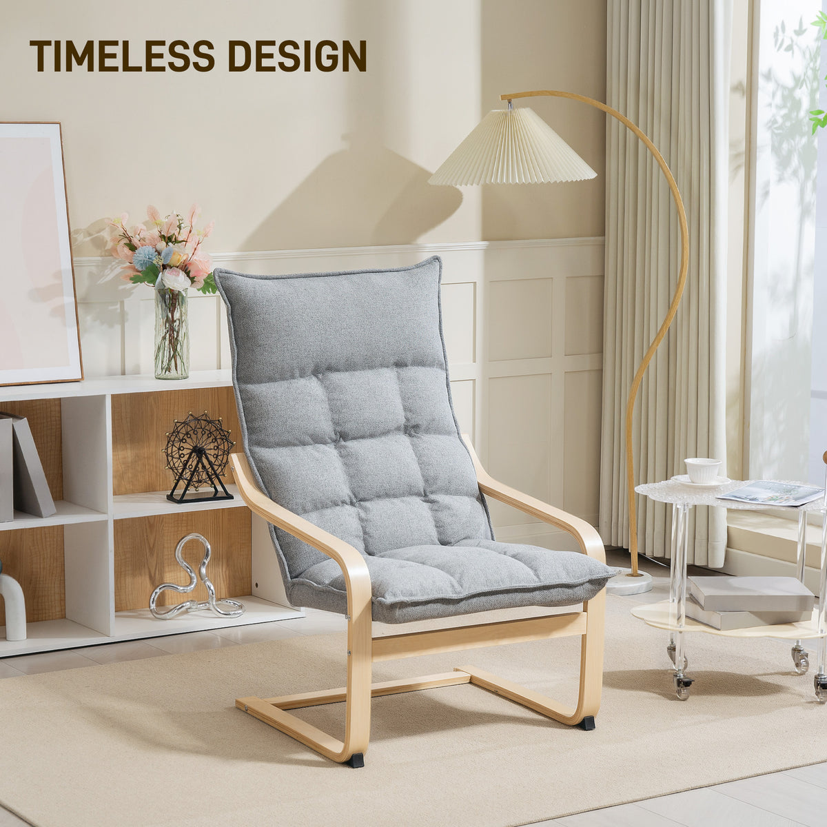 Modern Armchair, Upholstered Accent Chair with Curved Leg and Arm, Leisure Lounge Chair for Living Room – view 17