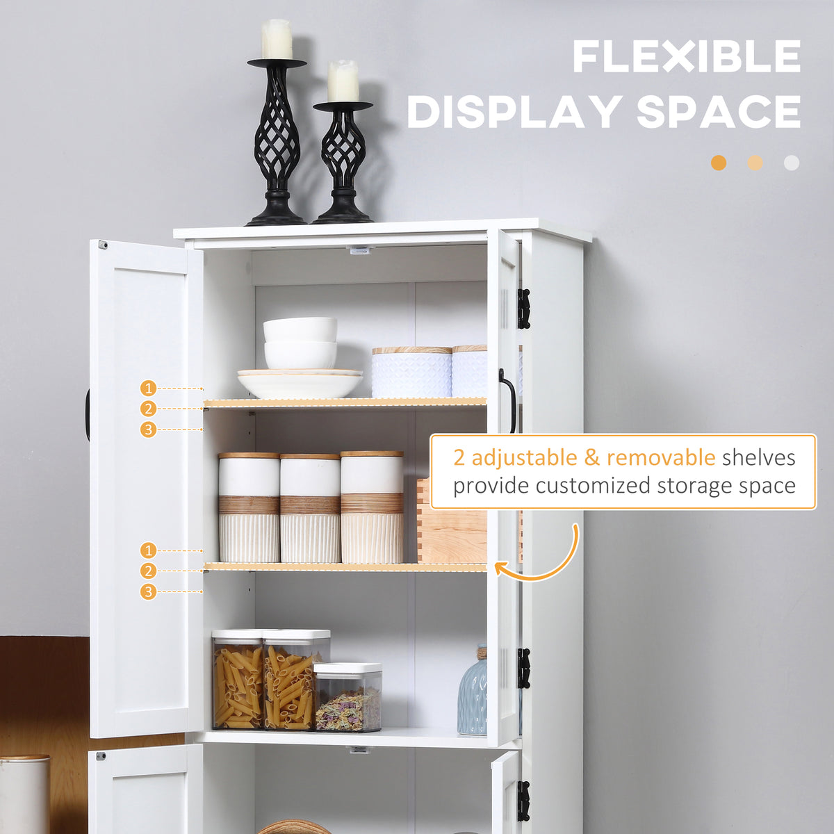48" 4-Door Storage Cabinet Multi-Storey Large Space Pantry with Adjustable Shelves Black – view 33