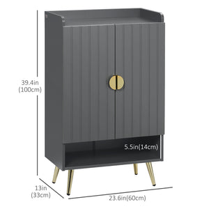 Entryway Shoe Storage Cabinet, Narrow Shoe Cabinet with Adjustable Shelves and Open Shelf for 15 Pairs of – view 2