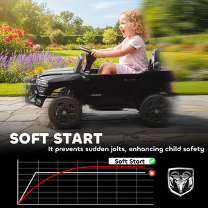 Qaba 12V Ride on Car, Licensed Dodge RAM 3500 Electric Vehicle with Remote Control, Suspension for 3-5 Years