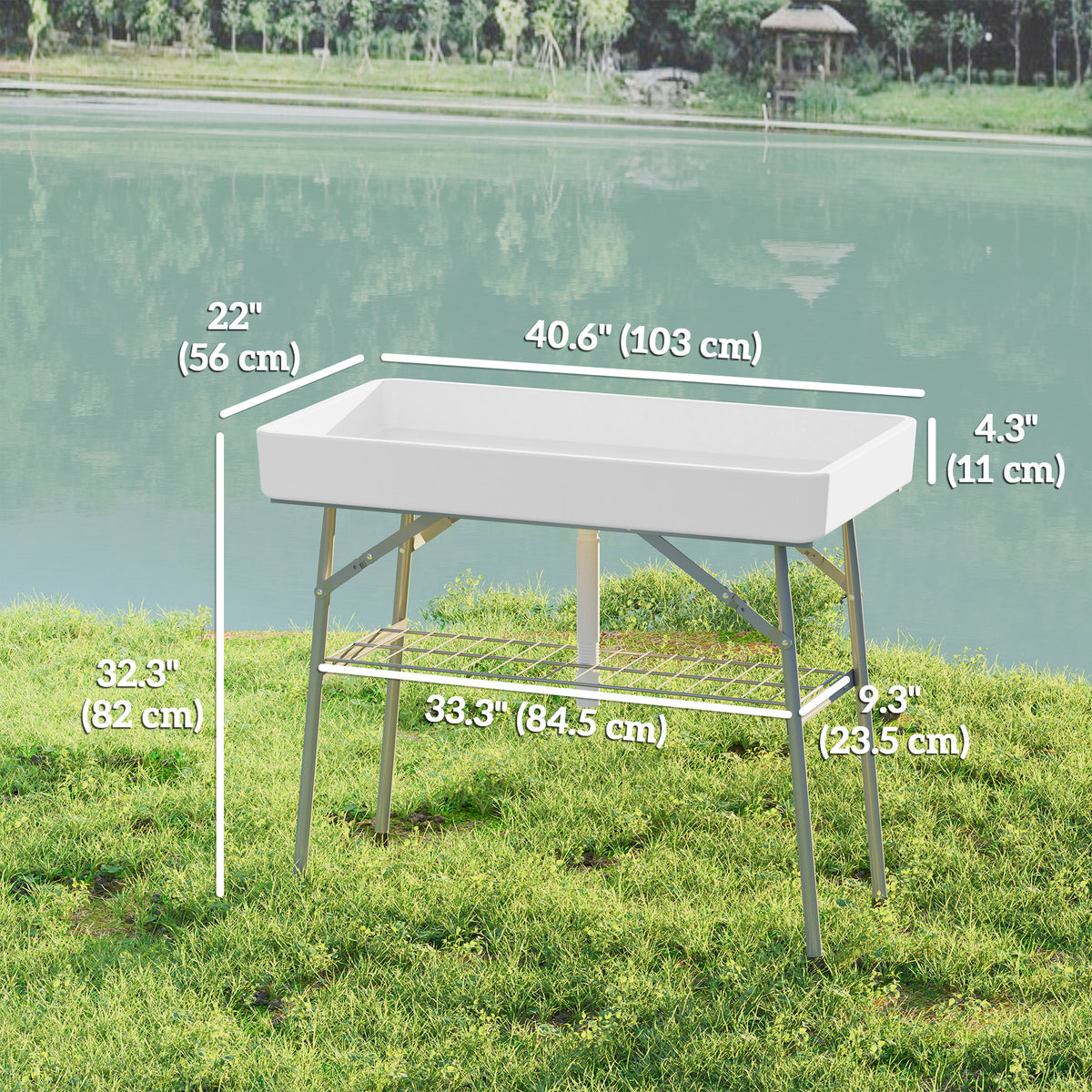 3.4ft Folding Ice Cooler Table with Drain, Outdoor Patio Party Cooler for Drinks – view 2