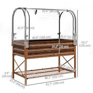 Raised Garden Bed with Cover, Metal Elevated Planter Box with Bottom Shelf and Liner, Black – view 16