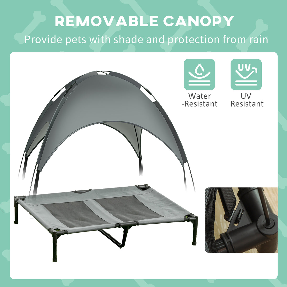 Large Elevated Dog Bed 6.2" L X 29.9" W 36.2" H Foldable Outdoor Cat Dog Canopy Cot w/ Carry Bag Grey – view 7