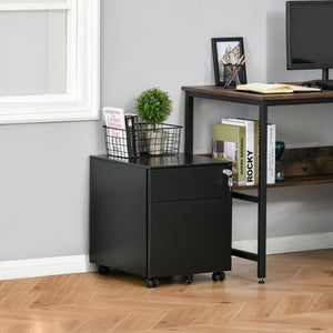 Lockable File Cabinet, Steel Filing Cabinet on Wheels for Legal, A4, Letter Size, with Pencil Tray for Home Office