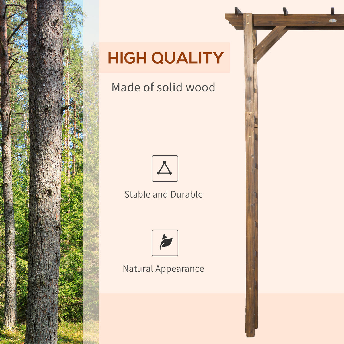 85" Wooden Outdoor Garden Arbour, Garden Arch Trellis for Climbing Vines  for Wedding and Ceremony -