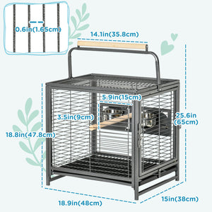 Bird Travel Carrier Cage, Portable Metal Bird Cage for Parrots Conures Cockatiel Parakeets with Stand – view 9