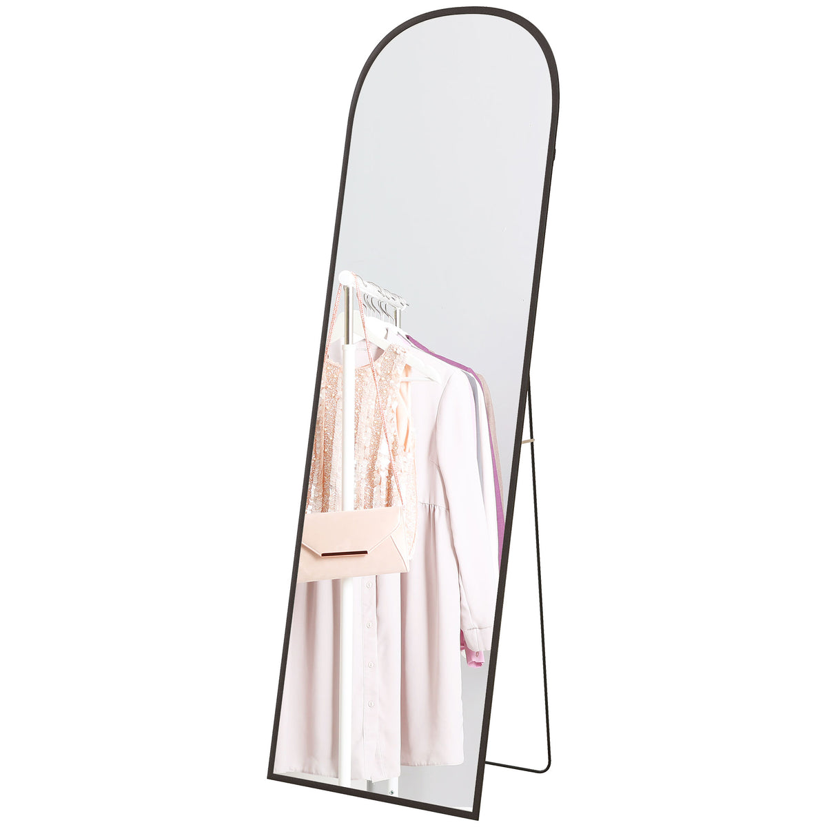 Arched Standing Mirror, 64" x 20" Full Length Mirror, Free Standing or Wall Mounted for Living Room
