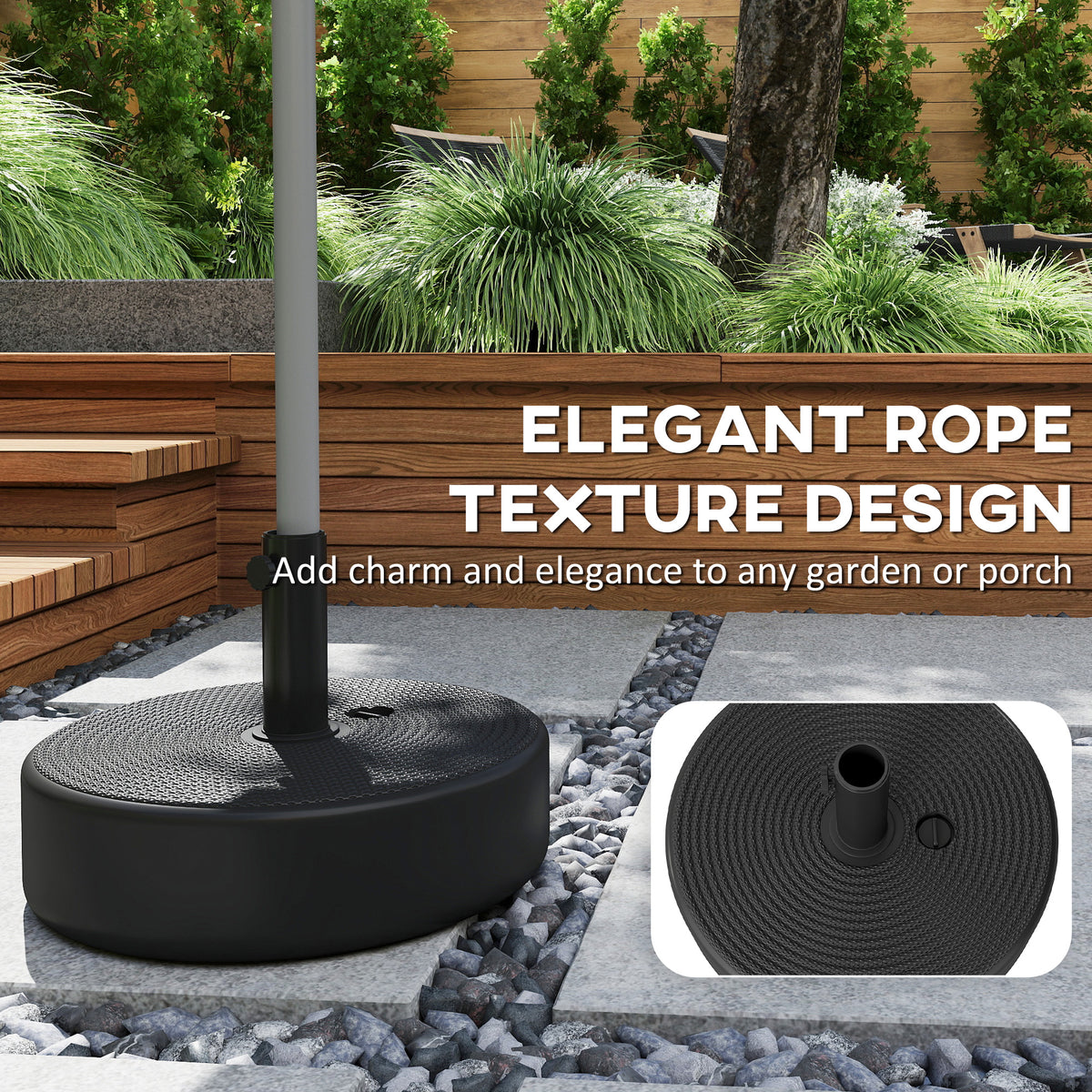 Patio Umbrella Base 33 lbs Water or 42 lbs Sand Filled, Outdoor Umbrella Stand for 1.5"/1.9" Poles Black