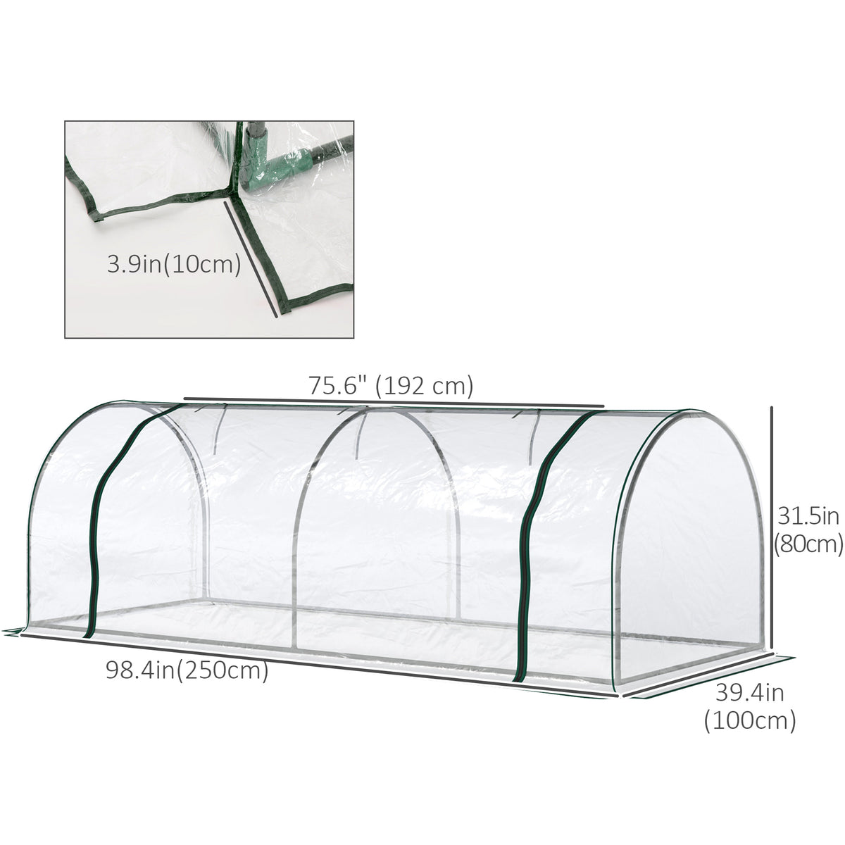8' x 3' x 2.6' Mini Greenhouse Portable Hot House for Plants with Zippered Doors for Outdoor, Indoor – view 2