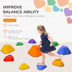 Qaba 6PCs Non-Slip Stackable Kids Stepping Stones, Heart-Shaped