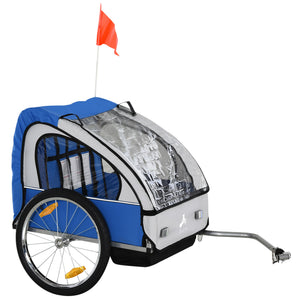 Aosom 2-Seat Child Bike Trailer for Kids with a Strong Steel Frame, 5-Point Safety Harnesses, & Comfortable Seat