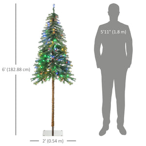 6' Artificial Christmas Tree with Warm White or Colourful LED Lights, Pencil Shape, Steel Base