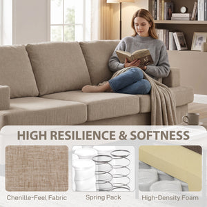 3 Seater Sofa with USB Ports & Cup Holders, Chenille-Feel Upholstered Couch for Living Room, Grey – view 12