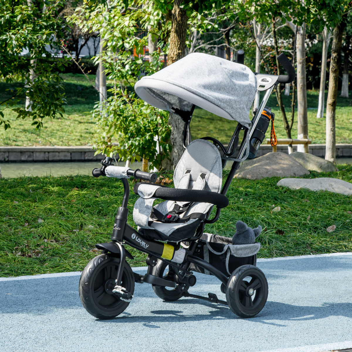 Qaba 6 in 1 Toddler Tricycle Stroller with Basket, Canopy, 5-point Safety Harness, for 12-60 Months