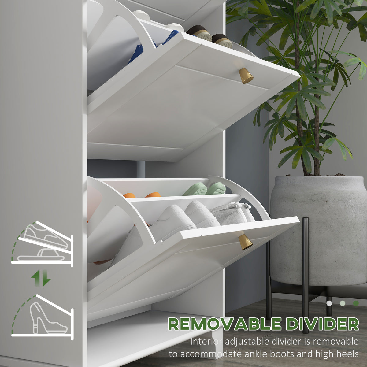 Narrow Shoe Storage with 3 Flip Drawers and Adjustable Shelves – view 19