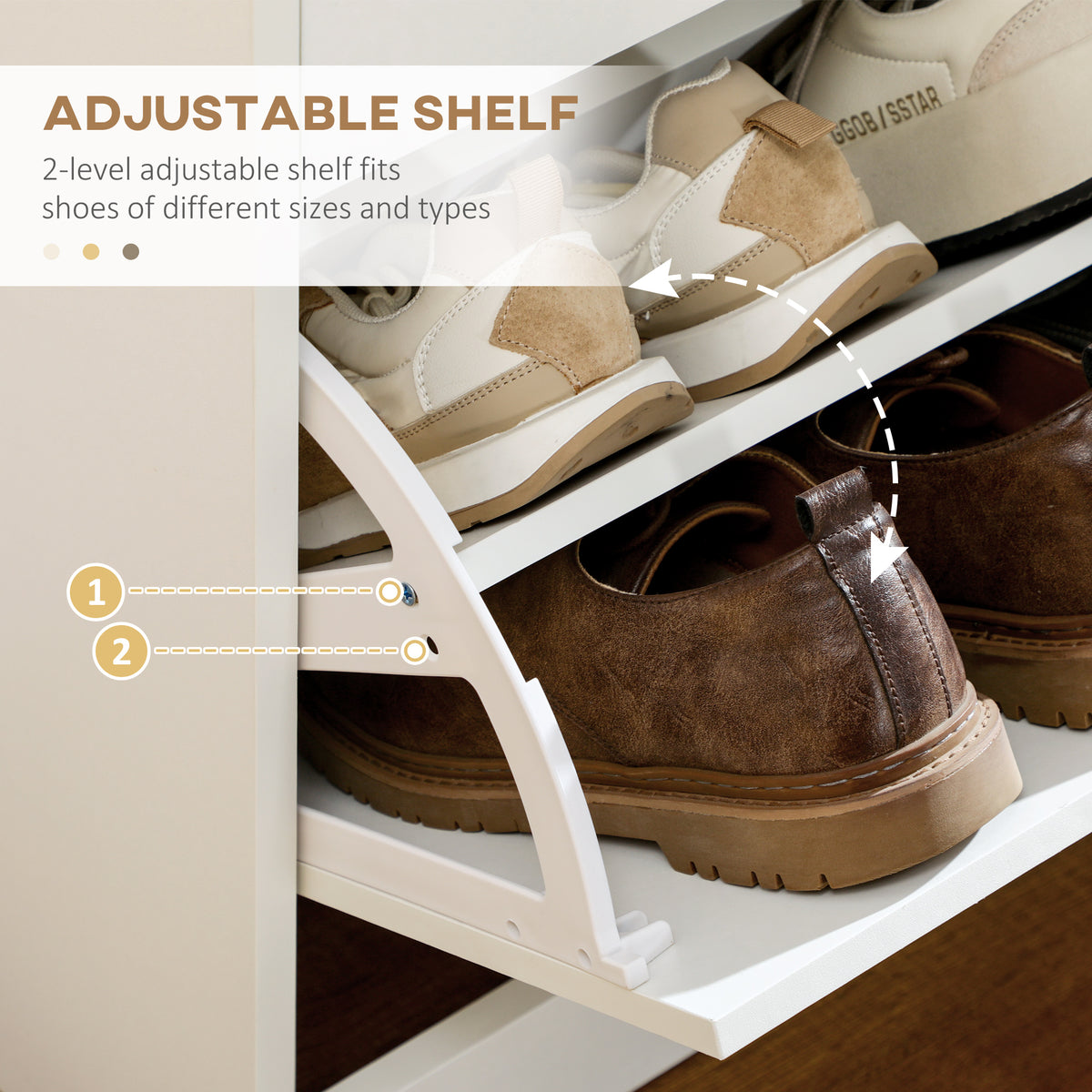 Narrow Shoe Storage with 2 Flip Drawers and Adjustable Shelves Shoe Cabinet Organizer for 12 Pairs of – view 18