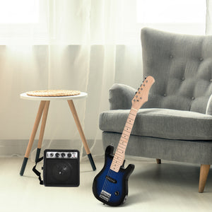 30 Inch Electric Guitar 3/4 Size Beginner Starter Kit with 5W Amplifier, Strap, Strings, Picks, Carrying Case, Blue