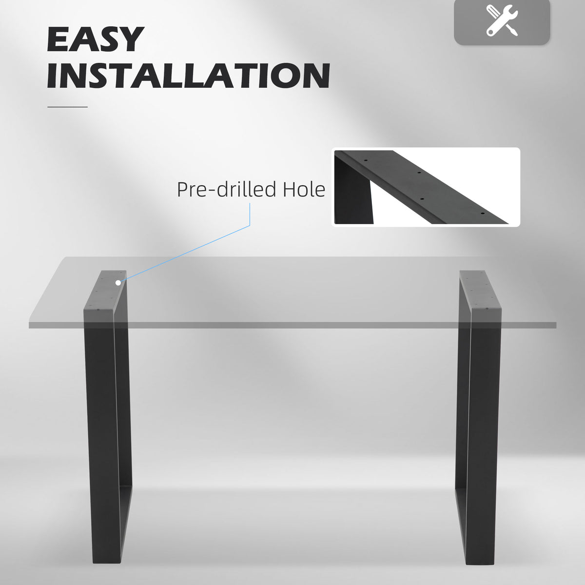 Metal Table Legs Set of 2, Square DIY Furniture Table Legs with Screws and Floor Protectors