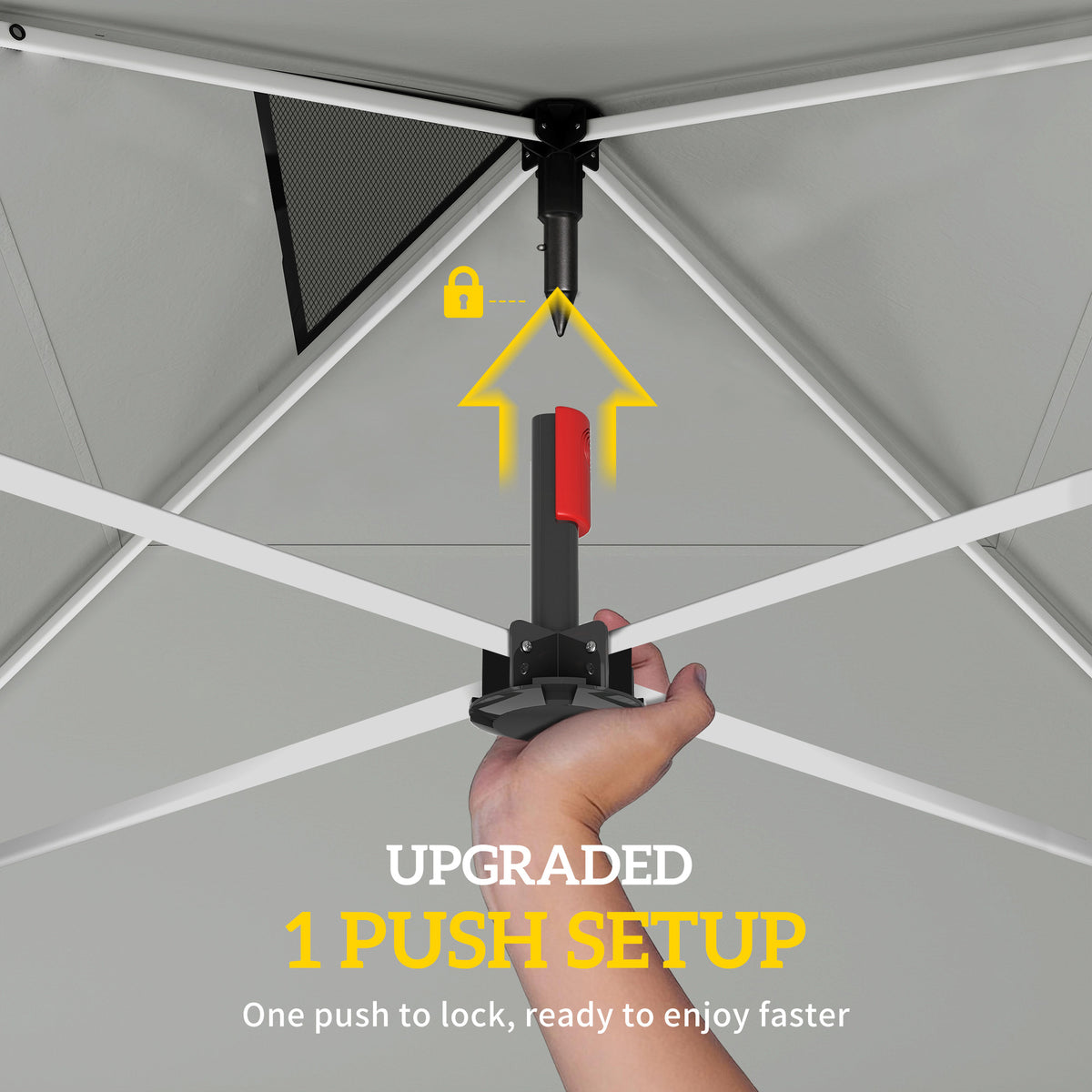 9.6 x 9.6 ft Pop Up Canopy Tent with 3 Sidewalls, UPF 50+ 1-Button Push Easy Setup Outdoor Instant Canopy, Light Grey