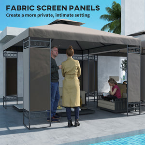 10 x 10 FT Canopy Gazebo, Double Roof Patio Gazebo with Screen Panels and Metal Frame for Deck, Backyard – view 6