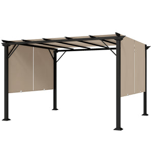 12' x 10' Outdoor Patio Gazebo Pergola with Retractable Canopy Roof, Steel Frame with Stakes – view 3