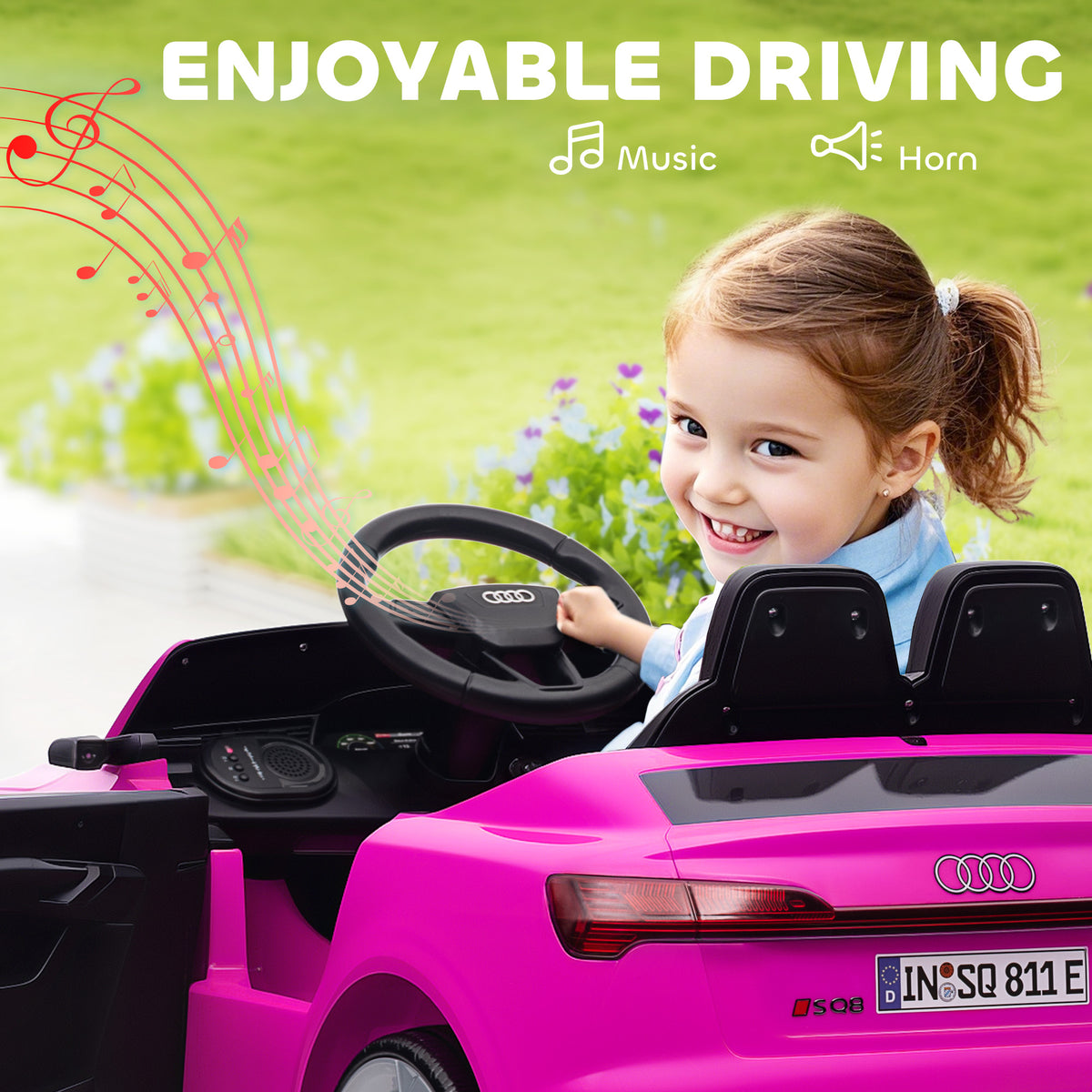 Qaba 12V Battery Powered Kids Electric Car, Audi Q8 etron Sportback Licensed Ride on Car w/ Remote Control