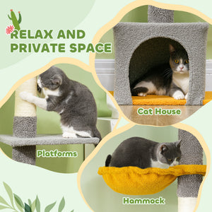 Floor to Ceiling Cat TreeTower with 90.5"-108" Adjustable Height, Scratching Posts, Hammock, Condo – view 20
