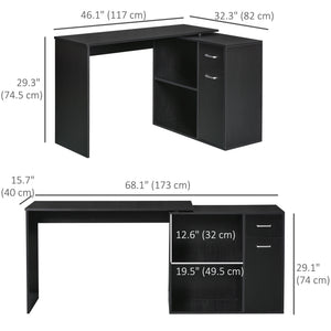 180° Rotating Home Office Corner Desk Storage Shelf Cabinet Black – view 2