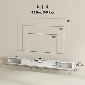 47" Floating TV Stand for TVs up to 50 Inch, Wall Mounted Media Console with Flip Drawer and 2 Open – view 30