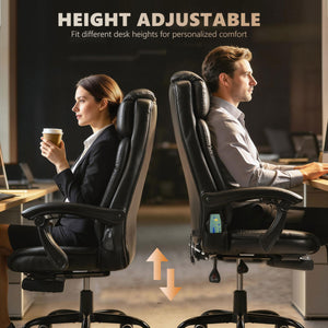 Reclining Office Chair with Footrest, Vibrating Massage, Adjustable Height, Perfect Office, Black