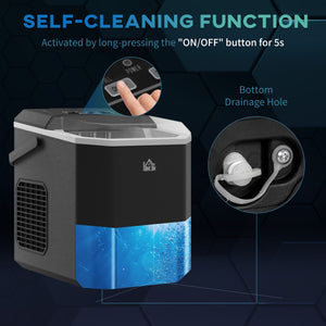 Portable Ice Maker, Self Cleaning Ice Machine with 9 Ice Cubes Ready in 6 Mins, 26lbs/24Hrs, 2 Sizes of Bullet Ice