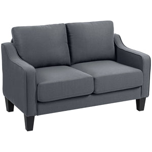 Loveseat Sofa, Modern Couch with Pocket Spring, Linen Upholstered, Thick Padded, Beige – view 8